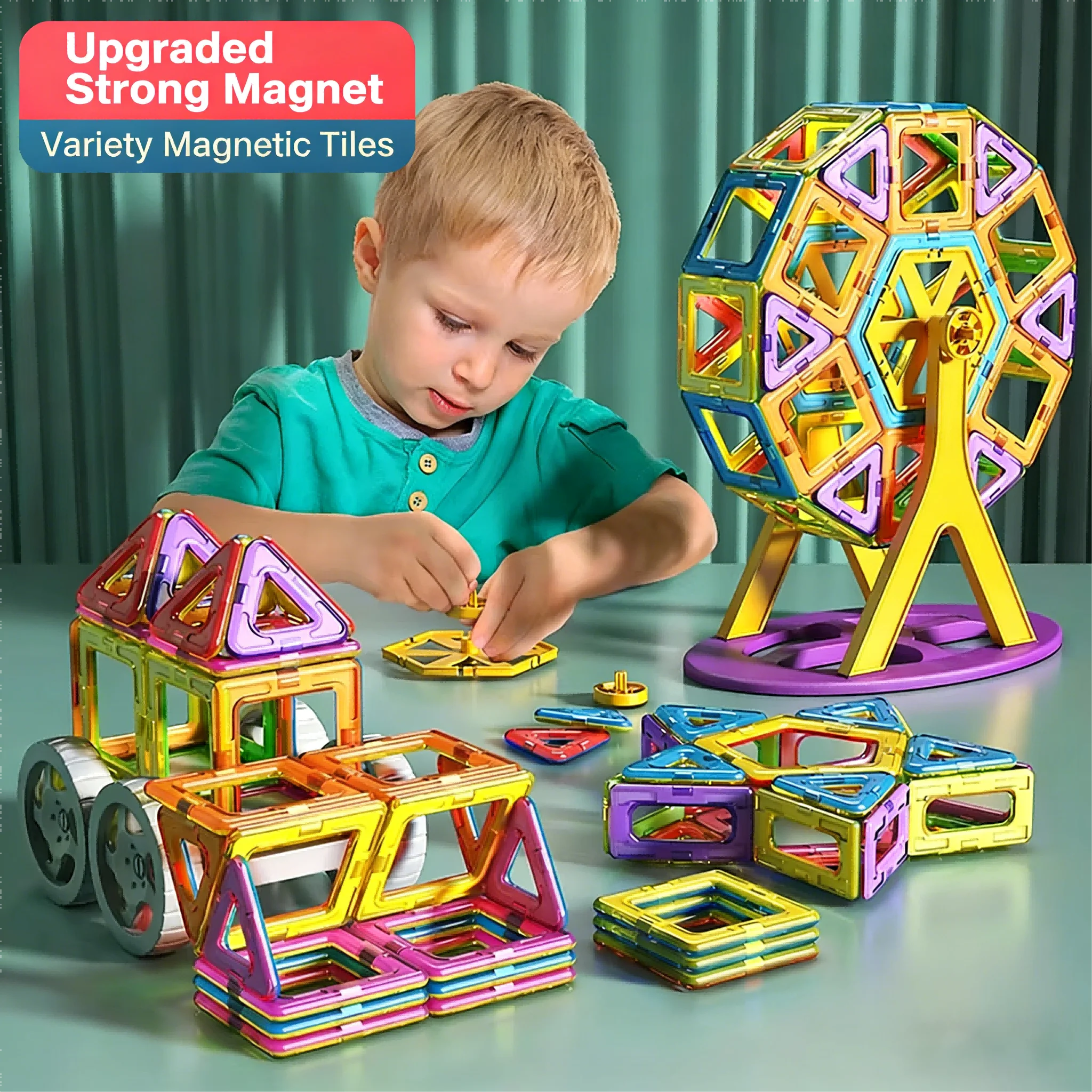 Magnetic Building Blocks Set - Educational STEM Toy for Kids 3+